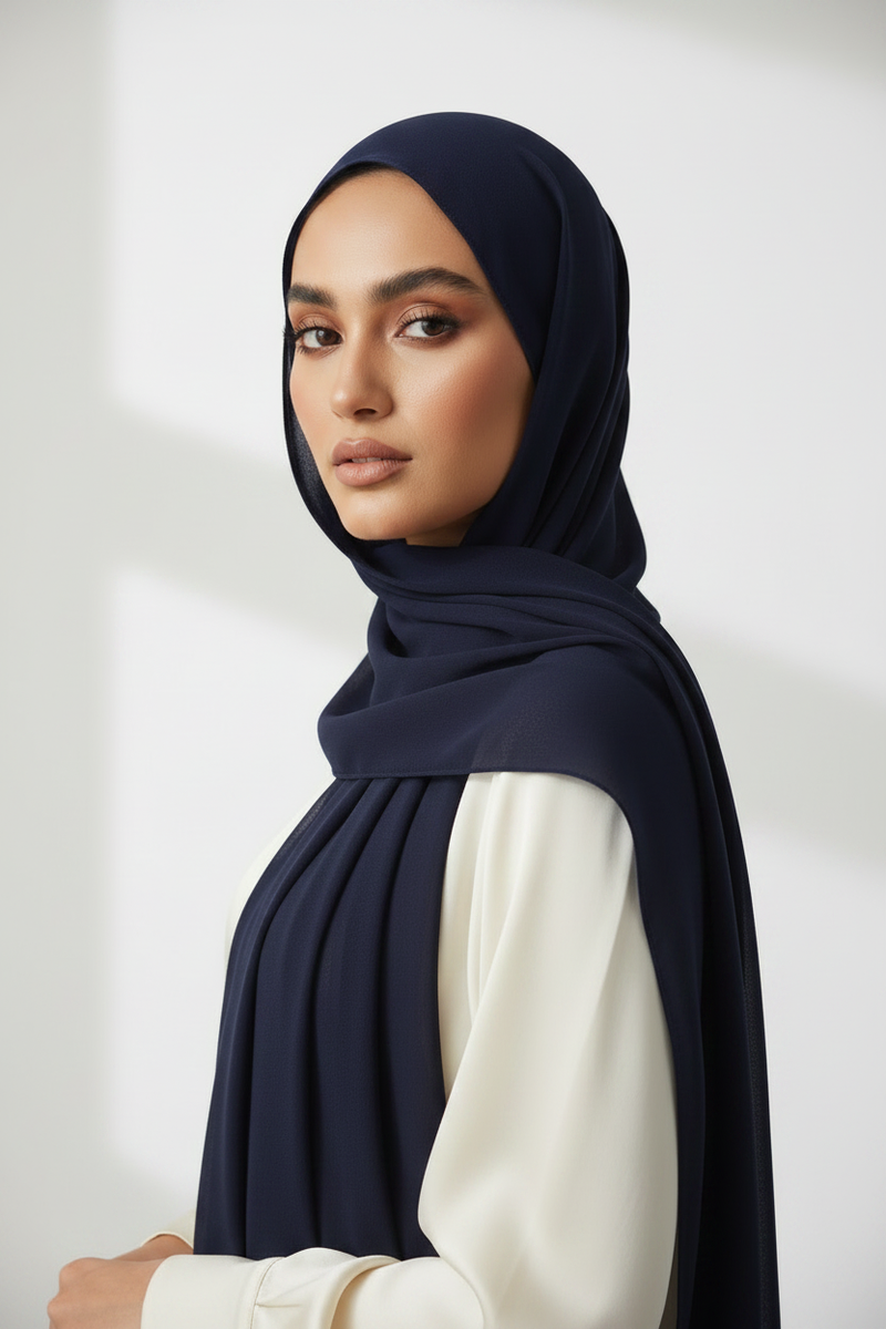 Dark Blue Georgette Hijab