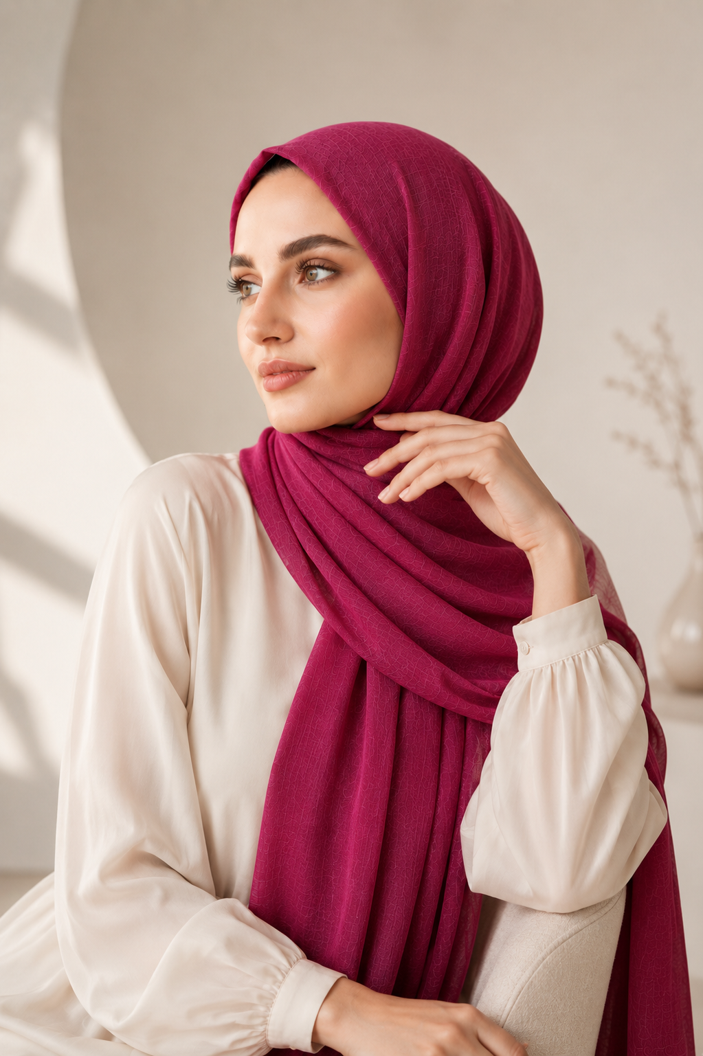 Hot Pink Lawn Hijab
