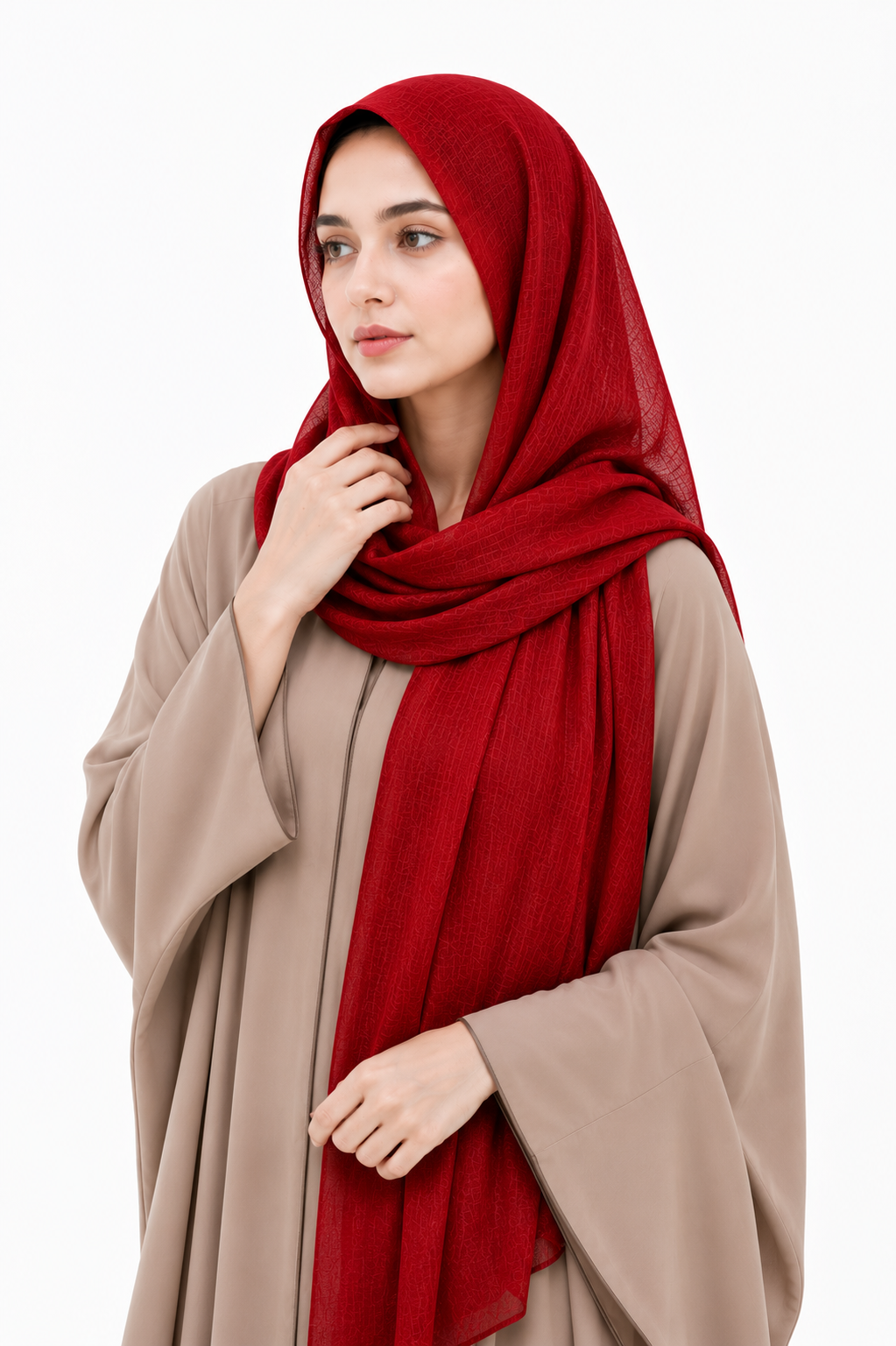 Scarlet Red Lawn Hijab