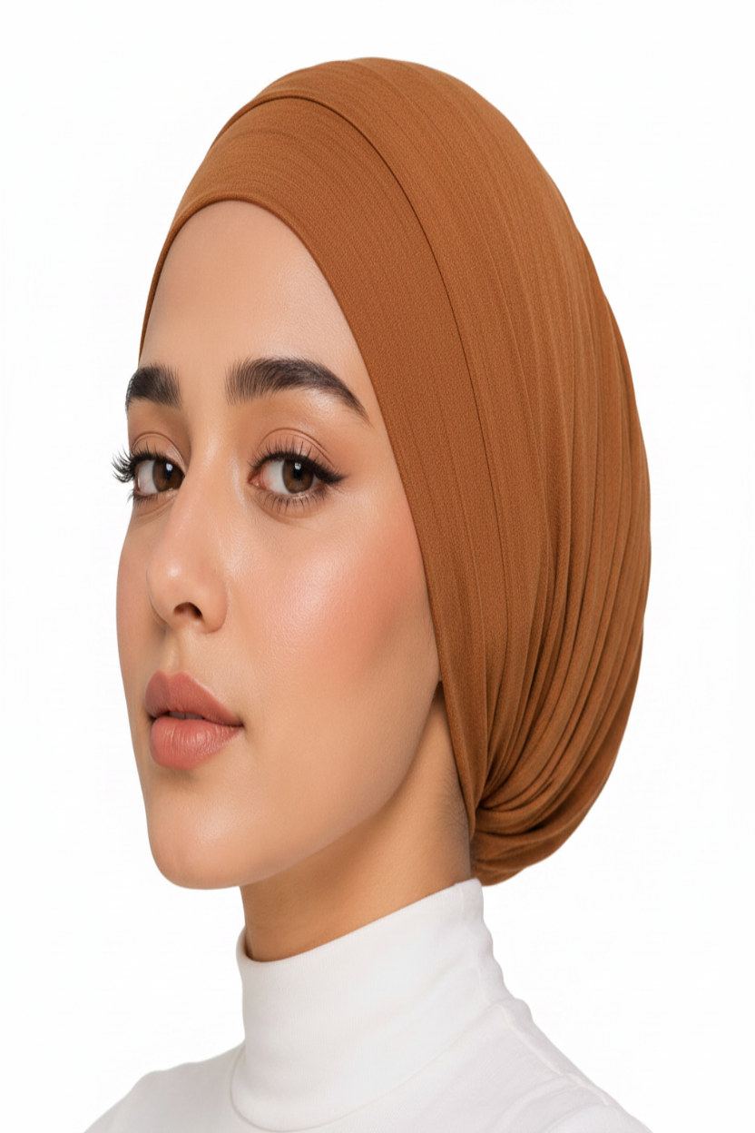 Ayra Essential Caramel Hijab Cap – Premium Editorial by Hijab By Ayra