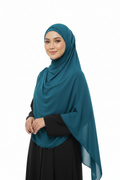 Radiant Teal Blue Georgette Hijab - Model Photo