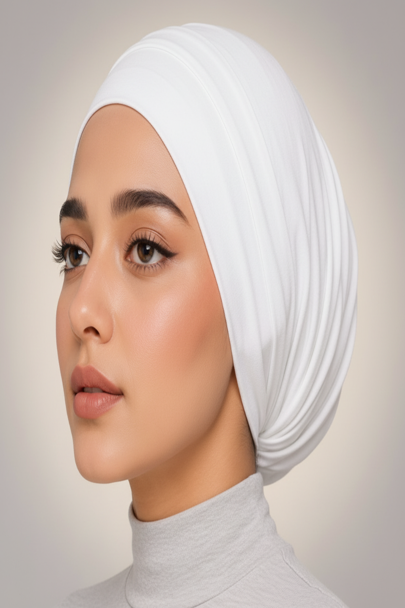 Ayra Essential White Hijab Cap – Premium Editorial by Hijab By Ayra