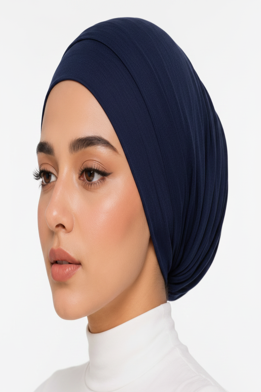 Ayra Essential Navy Blue Hijab Cap – Premium Editorial by Hijab By Ayra