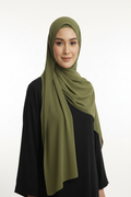 Radiant Kivi Green Georgette Hijab - Model Photo