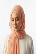 Peach Georgette Hijab on model