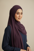 Radiant EggPlant Georgette Hijab - Model Photo