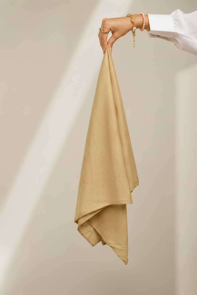 Beigy Skin Lawn Hijab - hand holding fabric