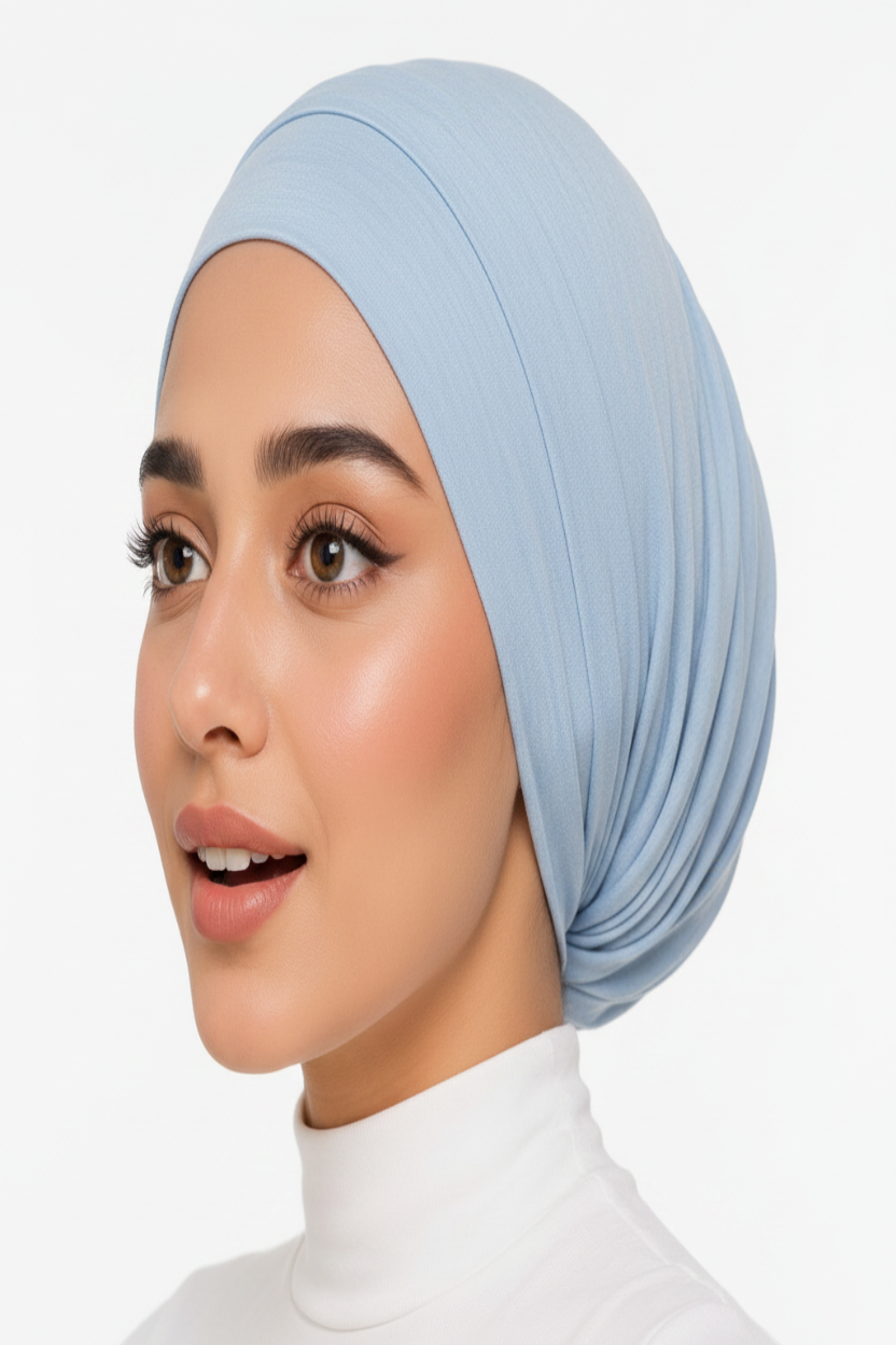 Ayra Essential Ice Blue Hijab Cap – Premium Editorial by Hijab By Ayra