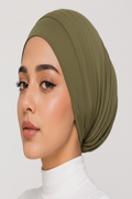Ayra Essential Olive Hijab Cap – Premium Editorial by Hijab By Ayra