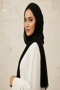 Pure Black Georgette Hijab on model