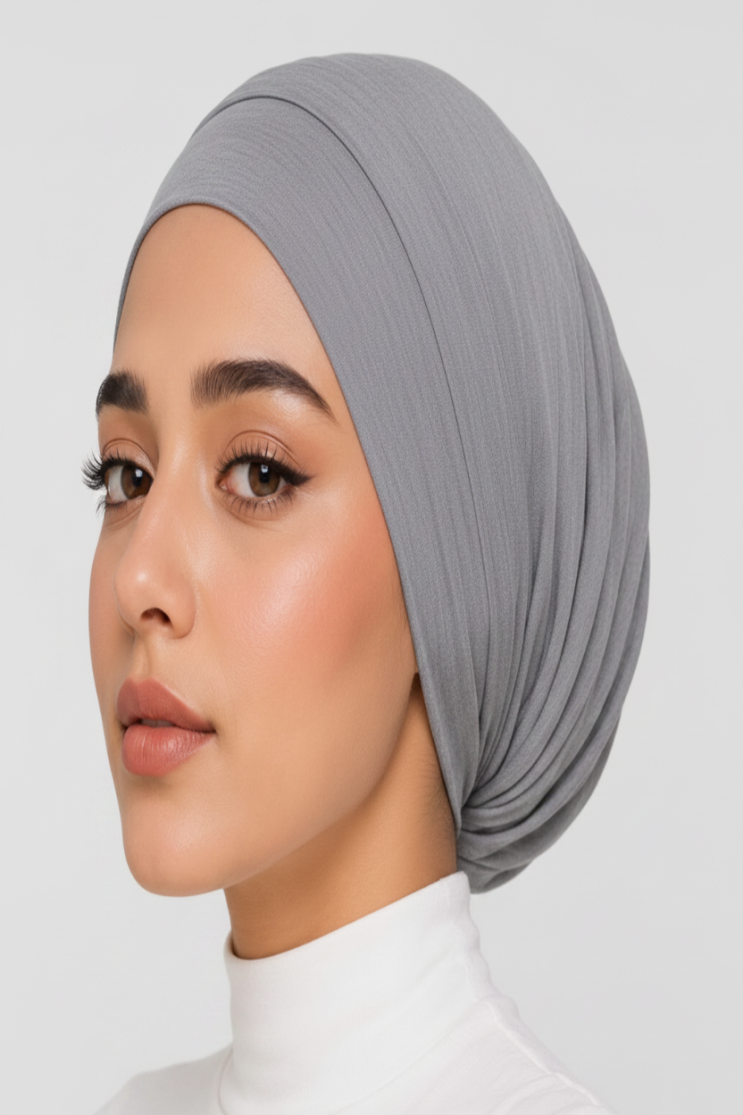 Ayra Essential Ash Grey Hijab Cap – Premium Editorial by Hijab By Ayra