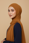 Radiant Ginger Georgette Hijab - Model Photo
