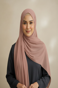 Radiant Dust Pink Georgette Hijab - Model Photo