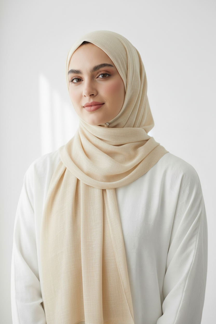 Beige Lawn Hijab by HIJAB BY AYRA