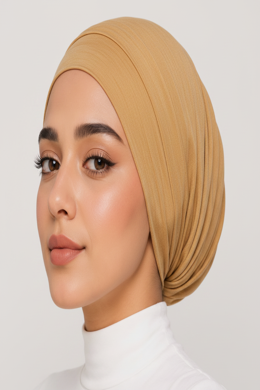 Ayra Essential Skin Gold Hijab Cap – Premium Editorial by Hijab By Ayra