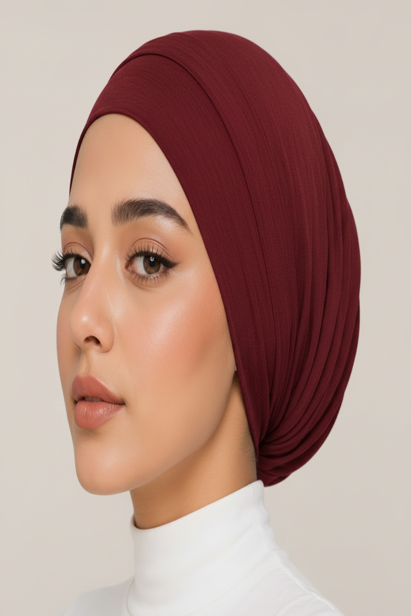Ayra Essential Maroon Hijab Cap – Premium Editorial by Hijab By Ayra