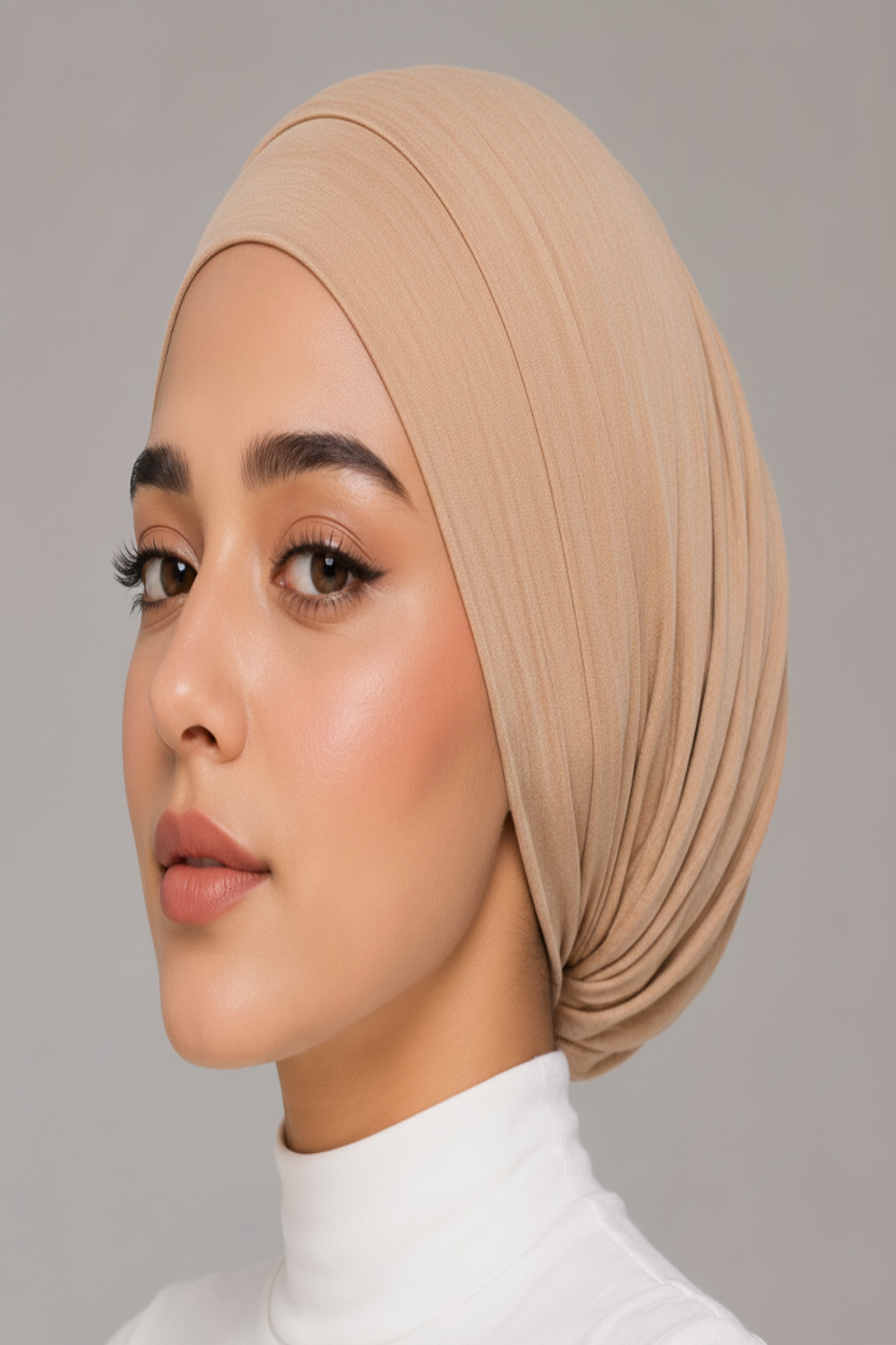 Ayra Essential Beige Hijab Cap – Premium Editorial by Hijab By Ayra