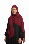 Radiant Cherry Pink Georgette Hijab - Model Photo