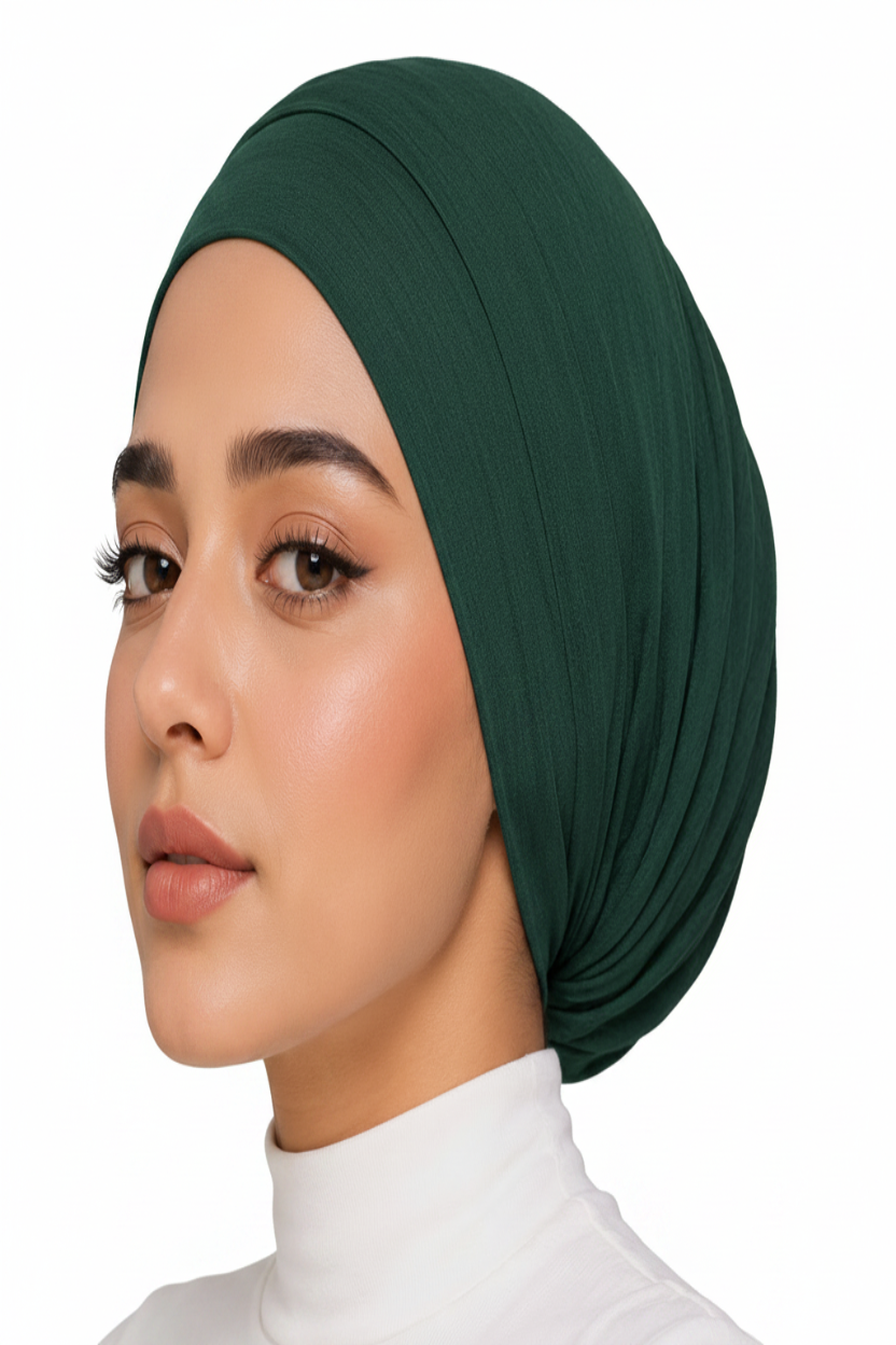Ayra Essential Forest Green Hijab Cap – Premium Editorial by Hijab By Ayra